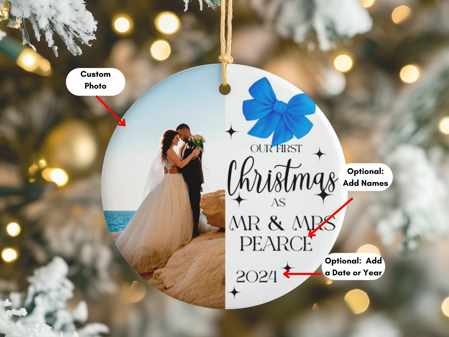 Custom Photo Ornament, Single or Double-sided, 3 inches with Gift Box