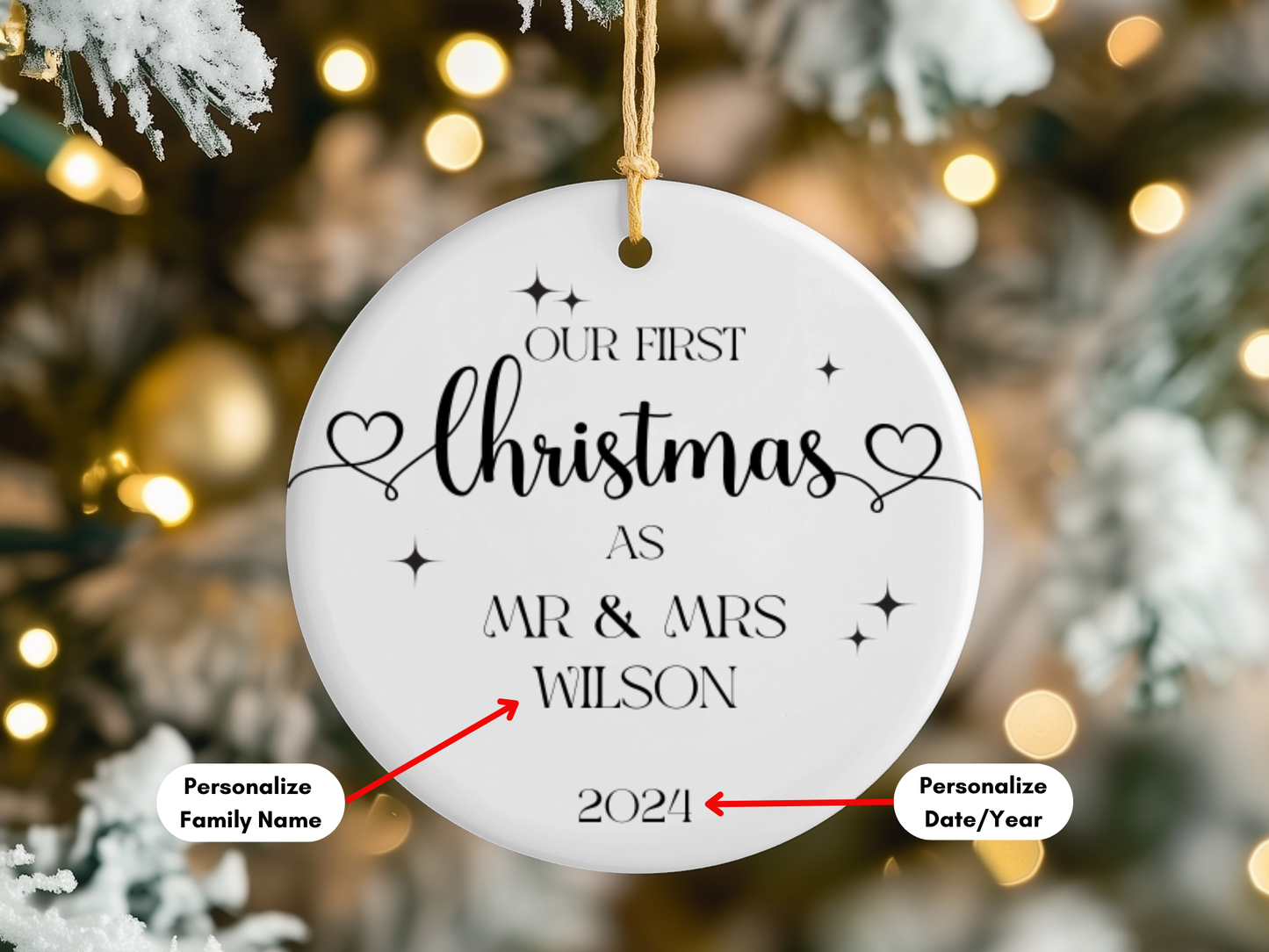 Personalized First Christmas as Mr & Mrs Ornament, Personalised Wedding Ornament, Mr & Mr, Mrs and Mrs Christmas Ornament, Couples Gift