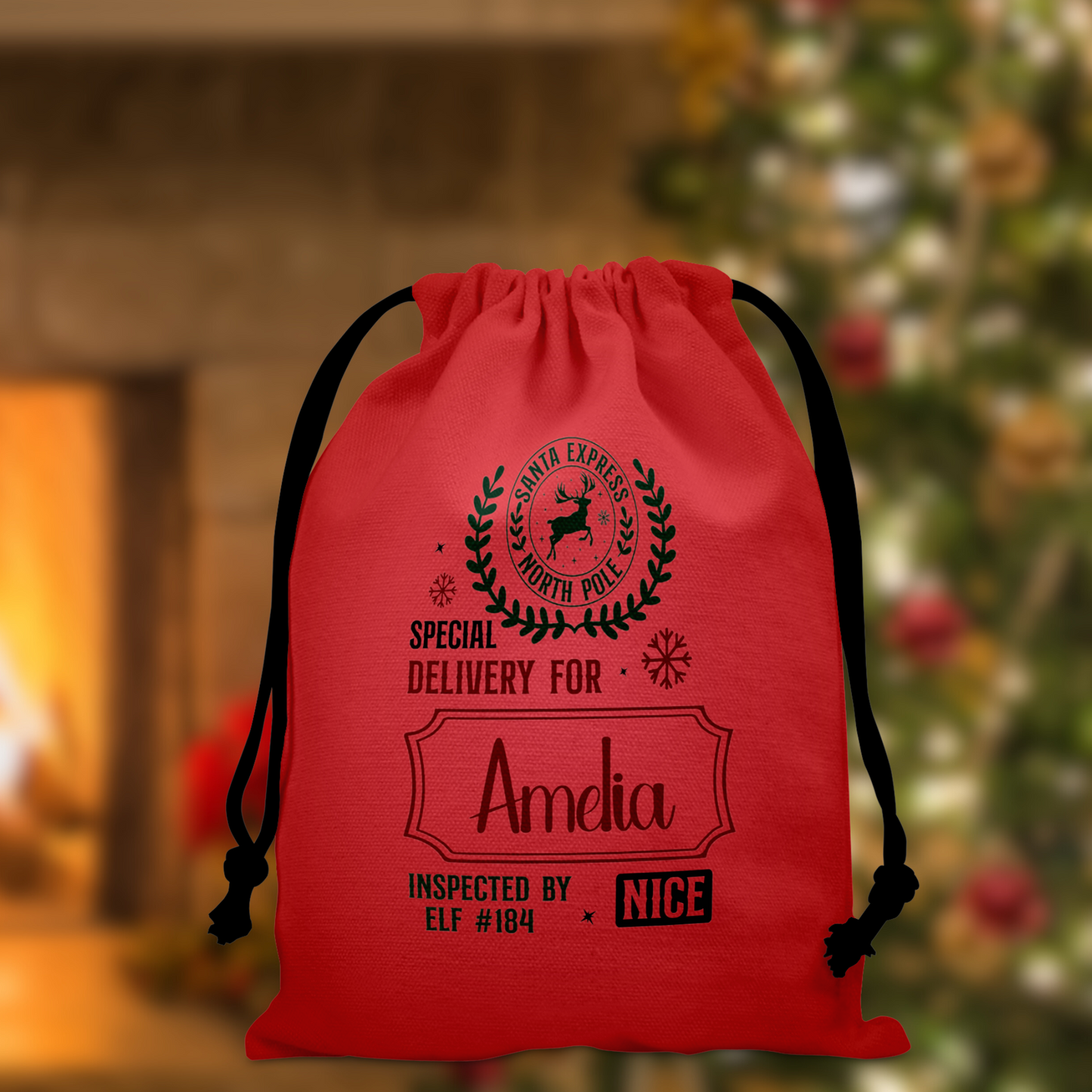 Personalized Large Christmas Drawstring Sack, "Santa Express North Pole, Special Delivery For..." Personalized Bag, Santa Sack, Kid's Christmas Sack, Christmas Bags, Party Supplies Bag, Gift Sacks