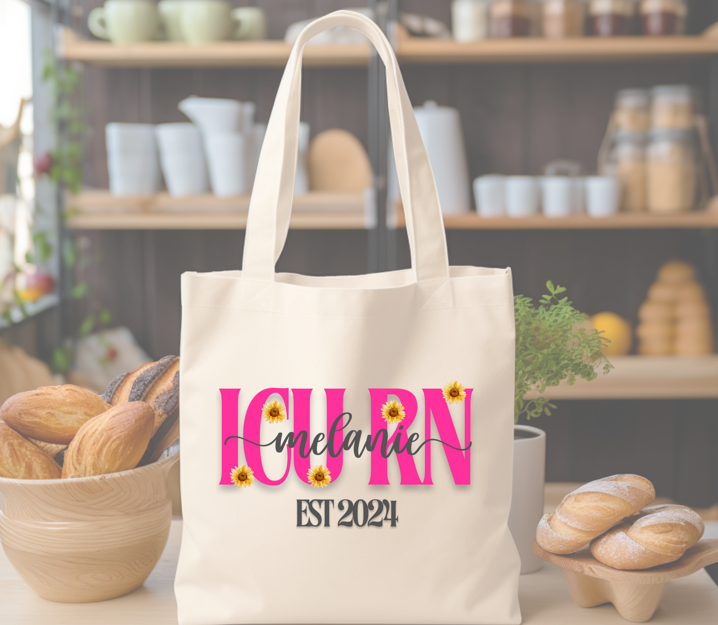 Customizable Cotton Canvas Nurse Tote Bag Personalized with Name, Specialty and Graduation Year, Cute Canvas Tote Bag Gift for Nurse Eco-friendly Bag