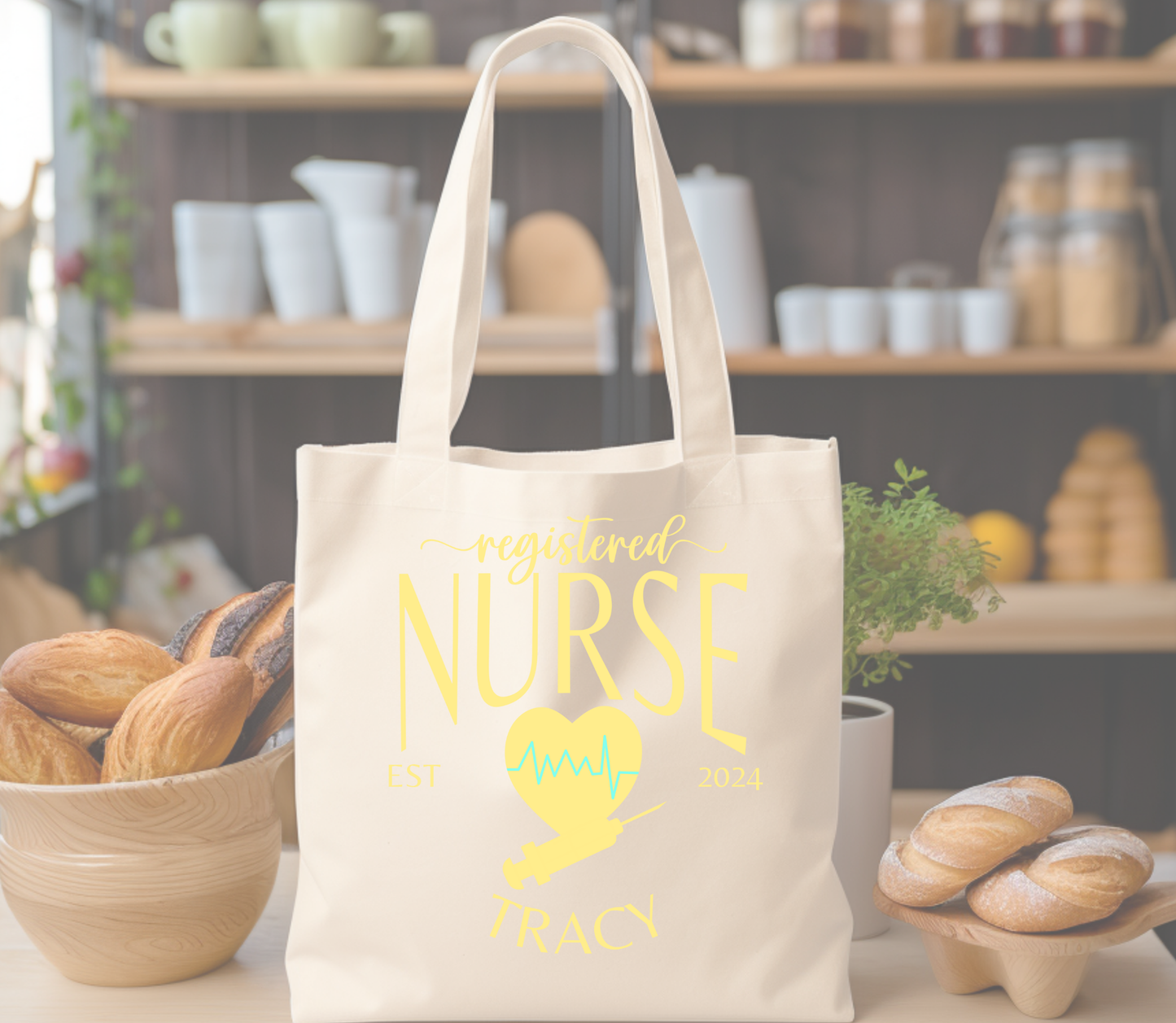 Personalized Cotton Canvas Nurse Tote Bags – Customizable with your Speciality, Name and Year of Graduation, Cute Canvas Tote Bag Gift for Nurse Eco-friendly Bag