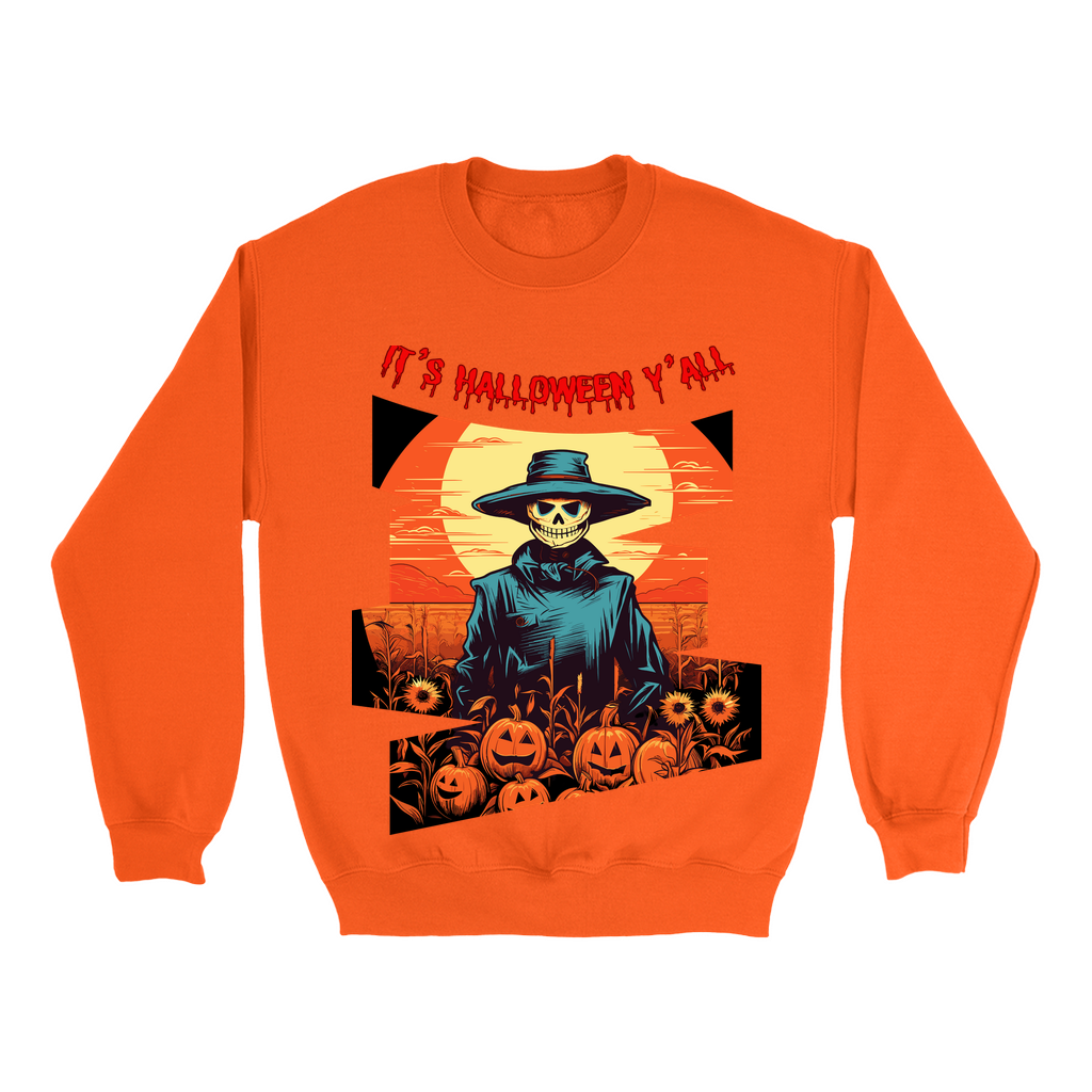 Explore our bewitching collection of Halloween sweatshirts, showcasing the mysterious allure of a Scarecrow on the front.