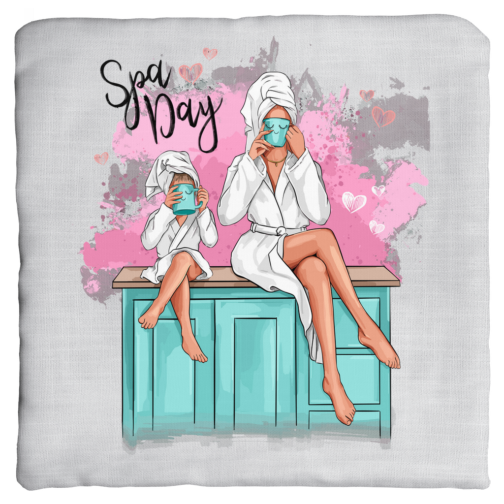 Customizable Spa Day Square Mother and Daughter Cushion - Where Comfort Meets Personalization!