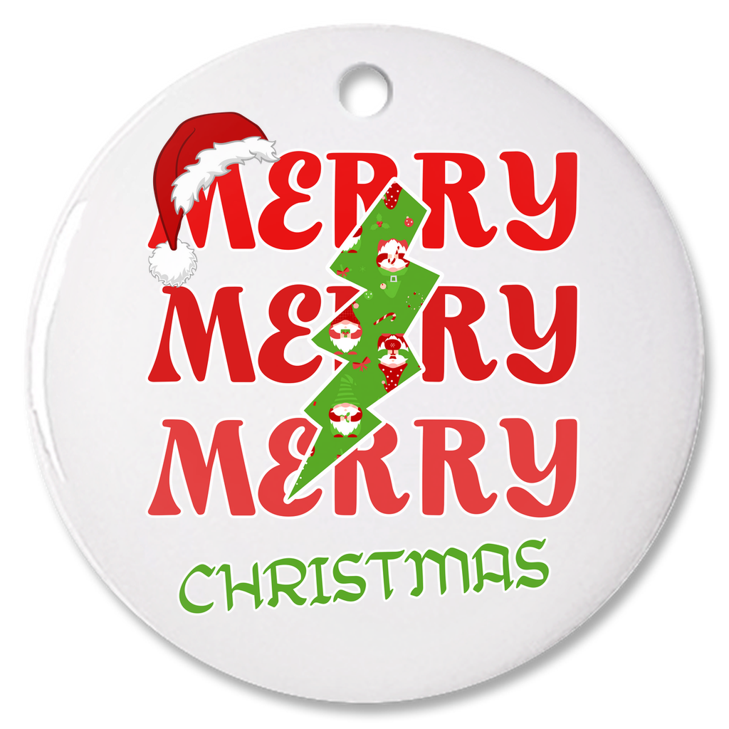 Exquisite Christmas Porcelain Ornaments With “Merry, Merry, Merry, Christmas” A Stunning Addition To Your Holiday Decor.