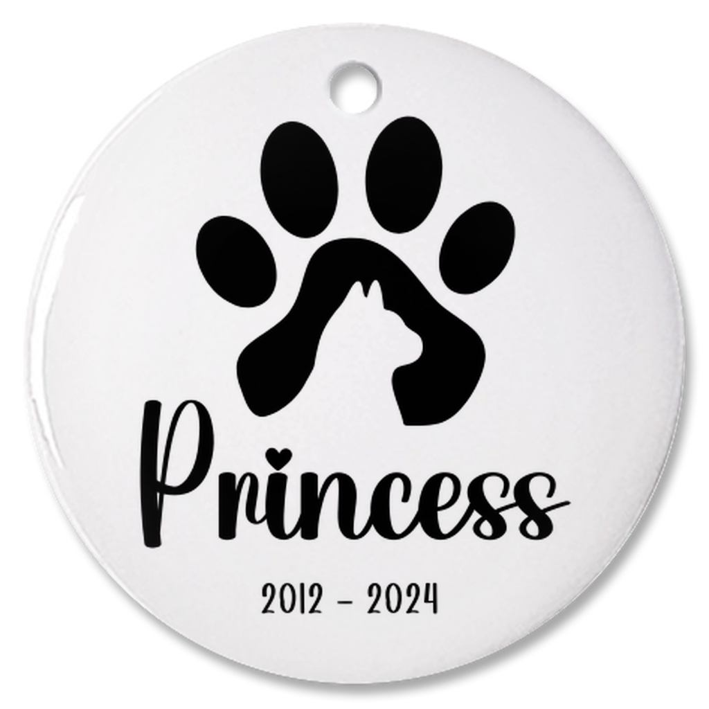 Personalized Pet Memorial Ornament, Sympathy Gift For Loss Of Pet, Remembrance Gift Pet Loss, Pawprint Pet Keepsake Bauble