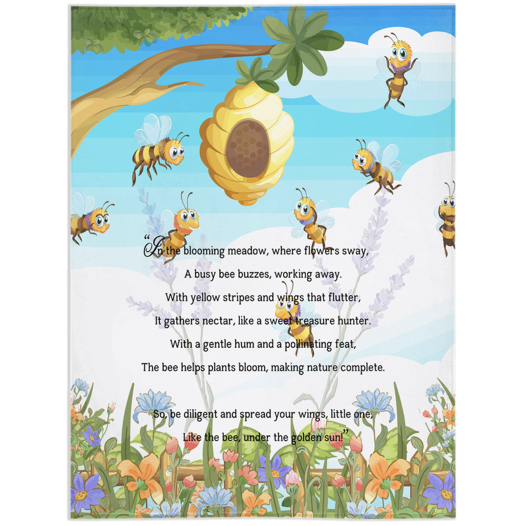 Introducing our adorable luxurious super soft Velveteen Children's Bee Blanket, the perfect Cuddle companion, Kid's Rhyme Blanket