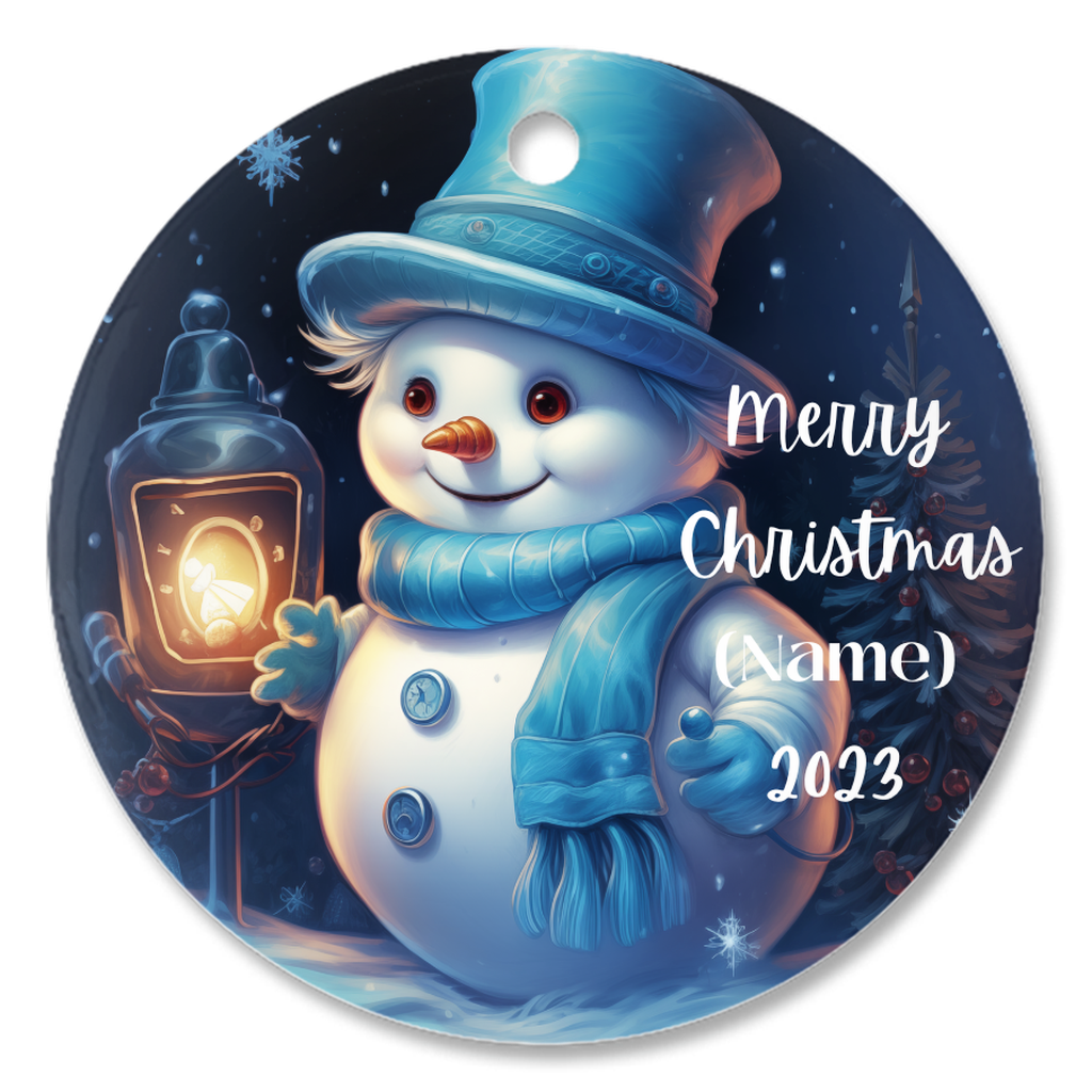 Charming Personalized Children’s Snowman Porcelain Christmas Ornament: Elegance In Every Detail For Your Holiday Joy!