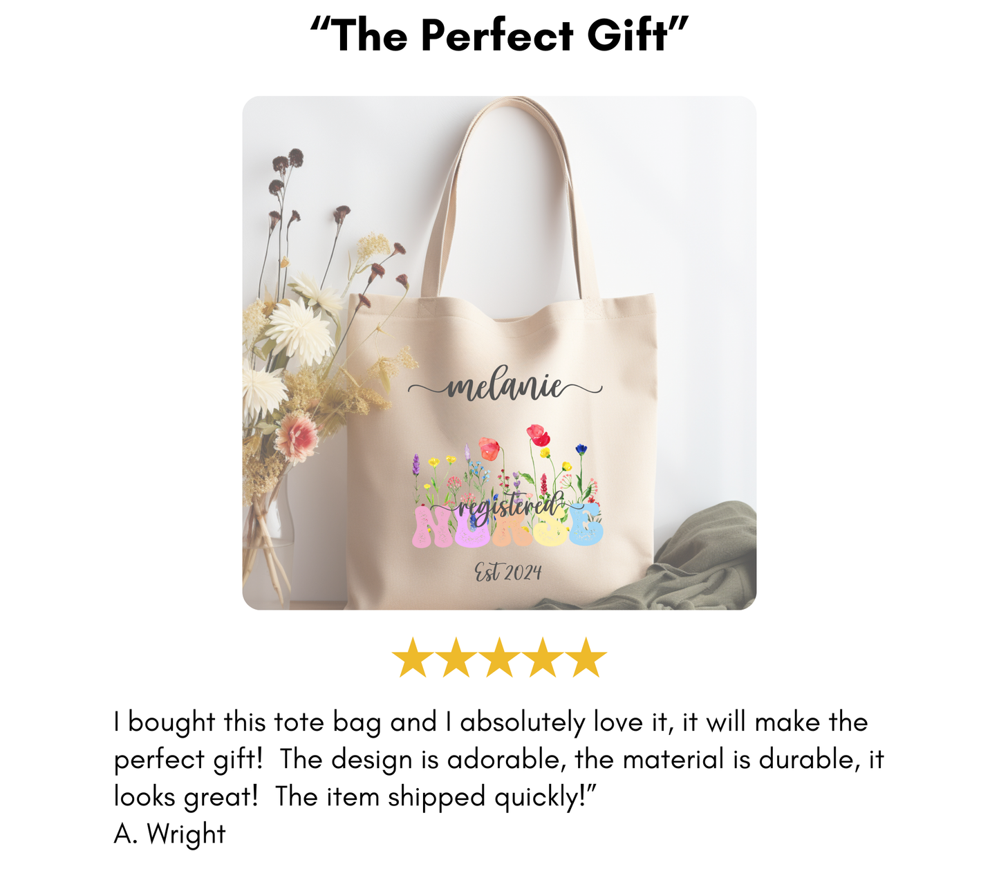 Personalized Cotton Canvas Nurse Tote Bags – Customizable with your Specialty, Nurse's Name and Year of Graduation!  Cute Canvas Tote Bag Gift for Nurse Ecofriendly Bag