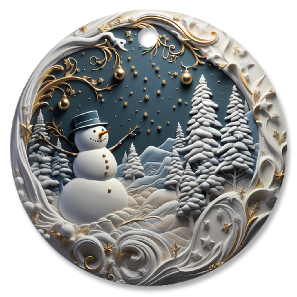 Radiant 3D Porcelain Christmas Ornament:  Elegance in Every Detail for Your Holiday Joy!