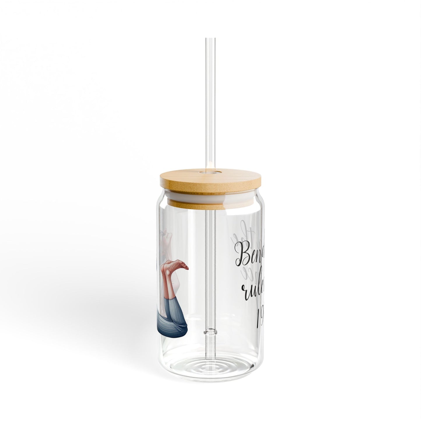 Our "Grandma Yoga" Collection Sipper Glass with Bamboo Lid and Tritan Straw!