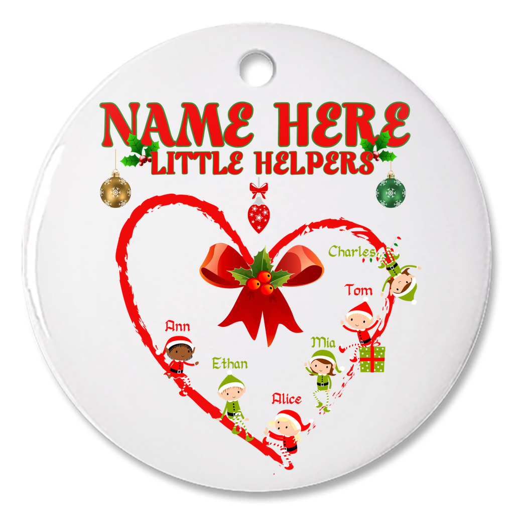 Cherish Grandma's Little Helpers with our personalized porcelain Christmas ornament, a heartwarming tribute to family joy!