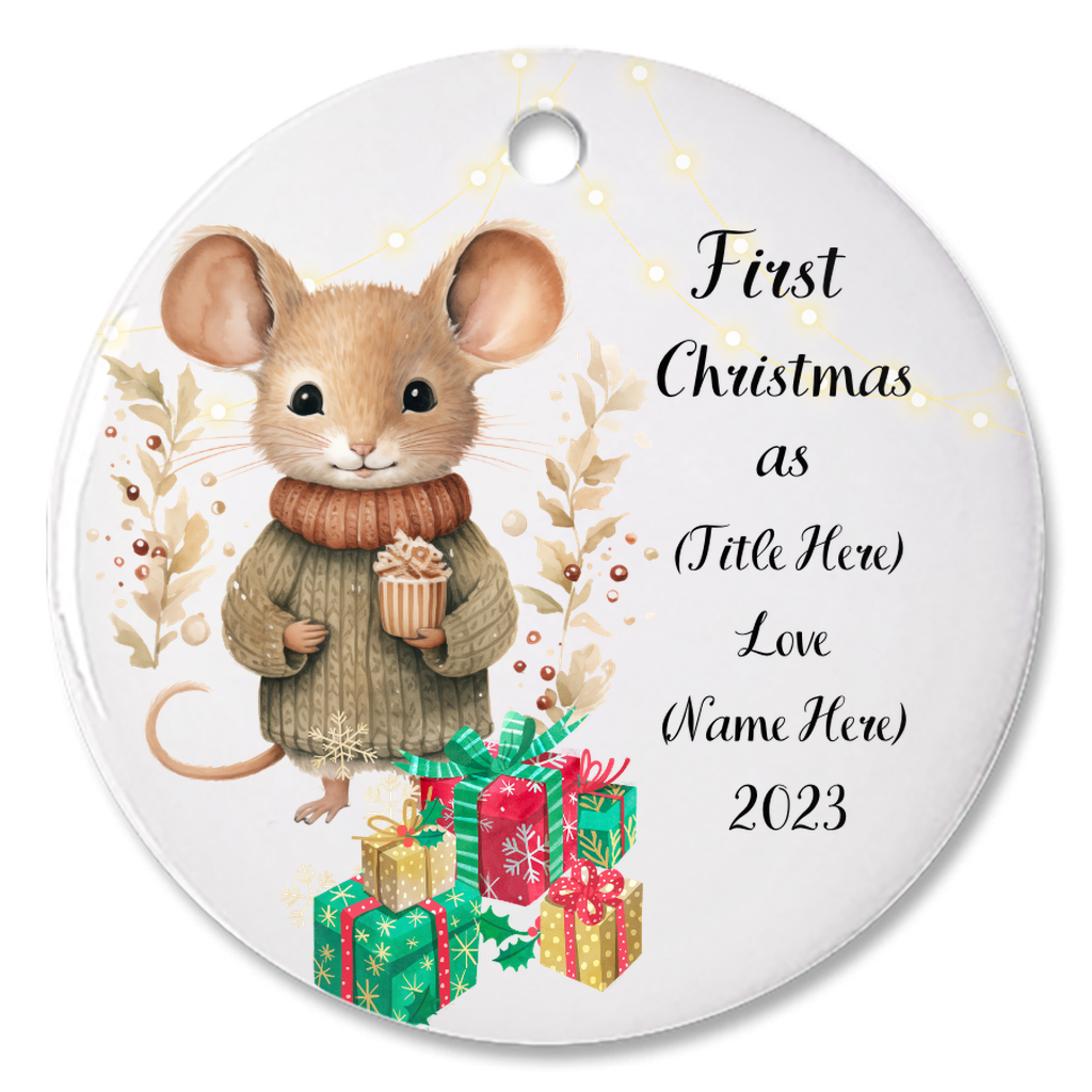 Cherished Beginnings:  Personalized Porcelain Ornament for Grandparents' First Christmas – Handmade Elegance, Lasting Memories.