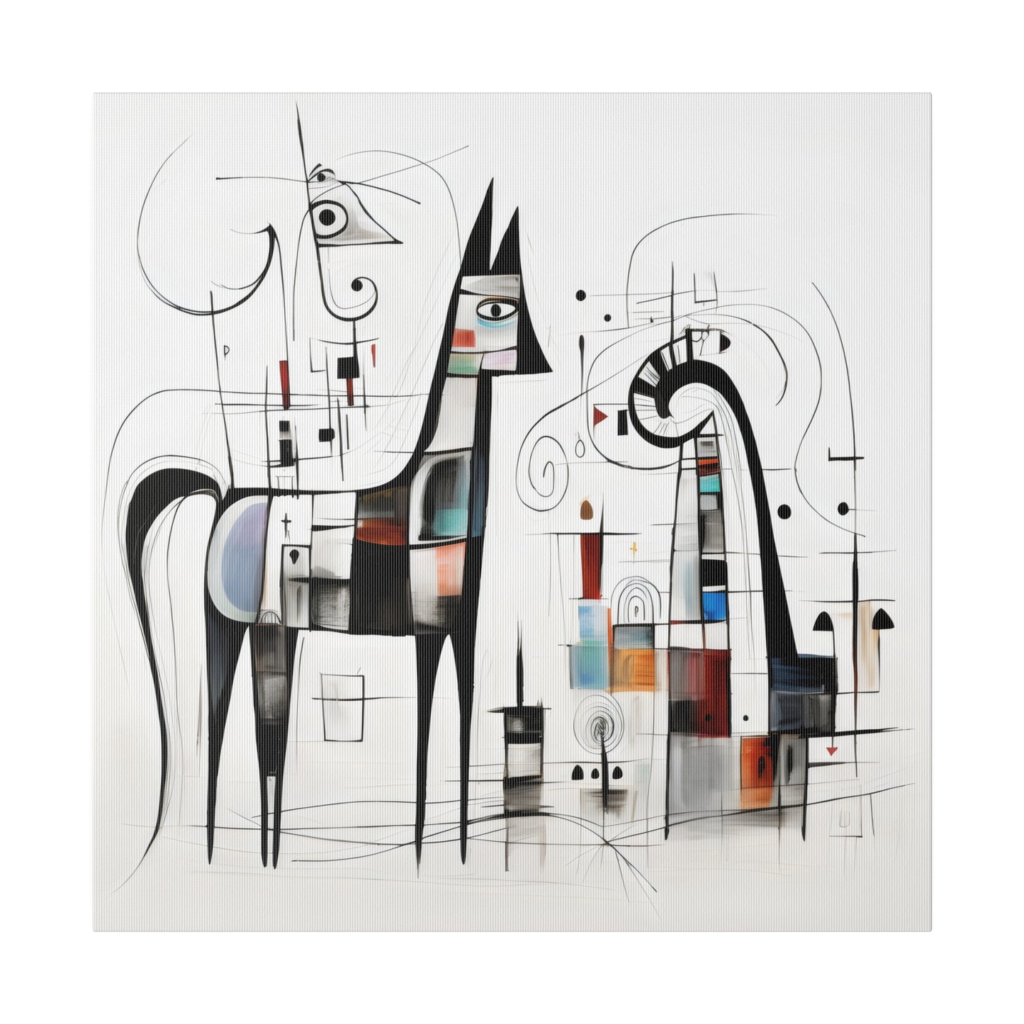 Enchanting Realms Unleashed: Eco-Friendly Abstract Horse and Cat Canvases for the Modern Home, Wall Art on Stretched Canvas, Home Decor Gift