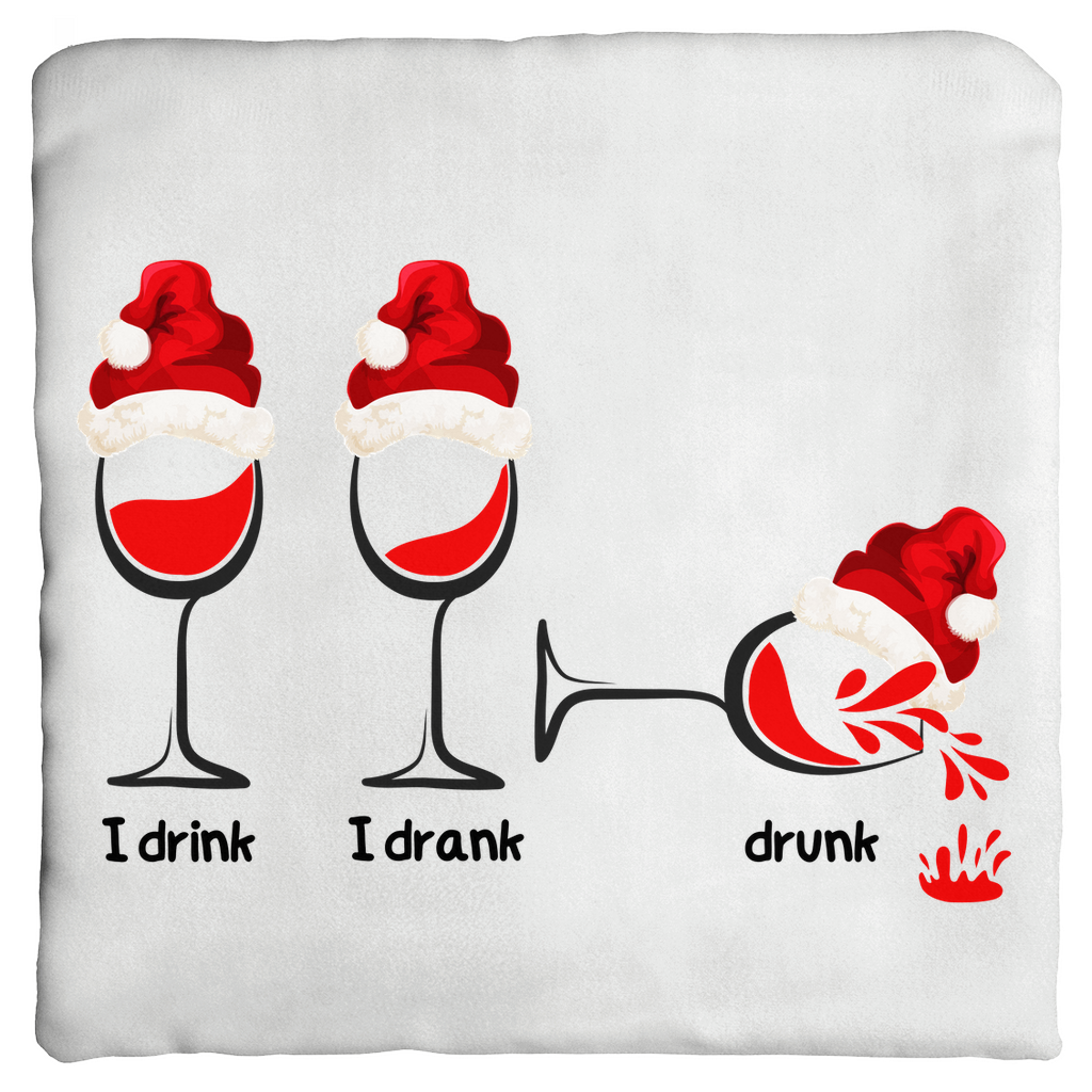 Toast to the Holidays with our Christmas Wine Glass Throw Pillows - Faux Suede, Multiple Sizes, Zippered or Cover Only.