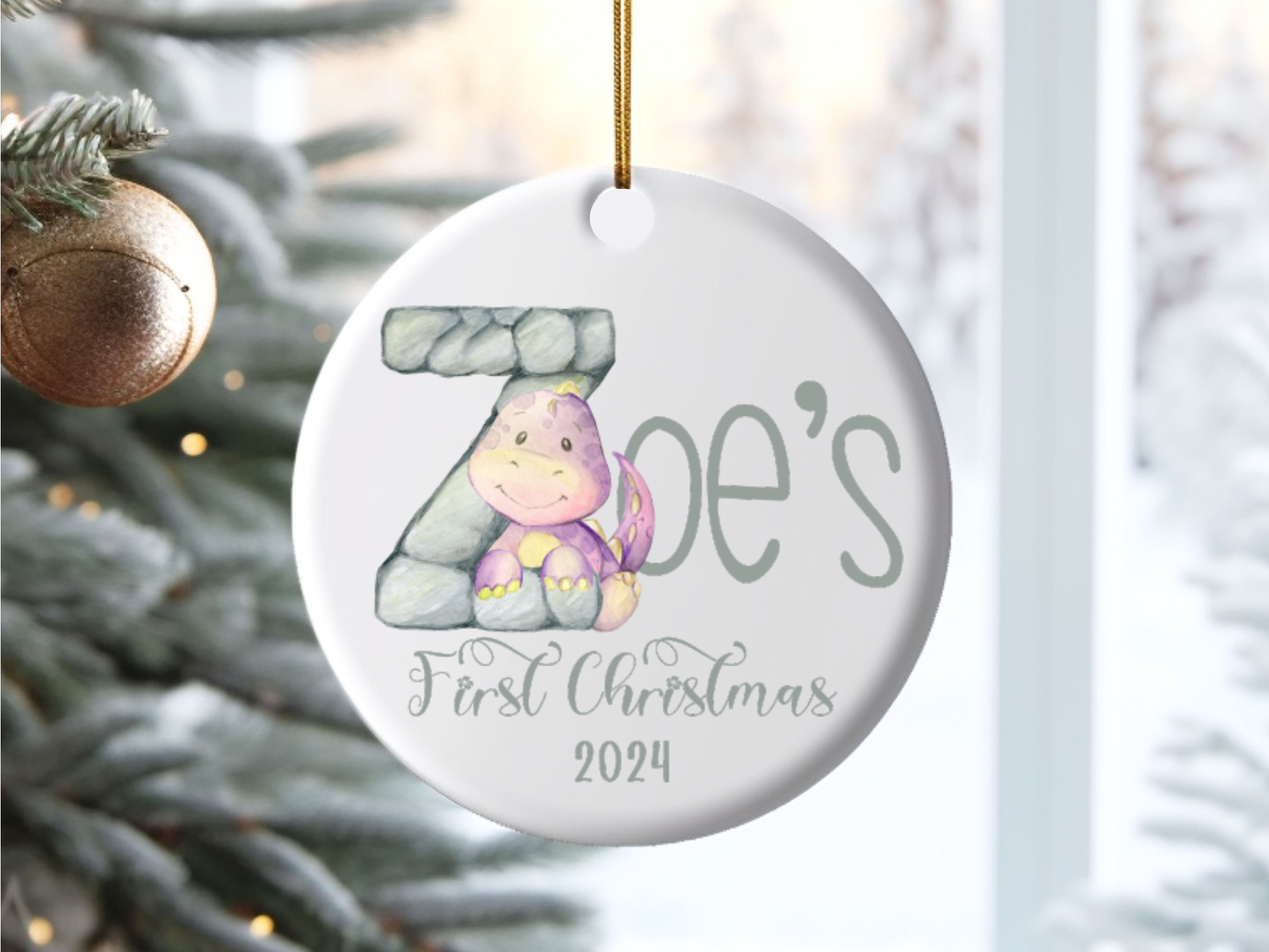 Personalized, Customized Baby’s First Christmas Tree Porcelain Alphabet Ornament, Baby’s 1st Christmas Bauble, Baby’s Christmas Keepsake