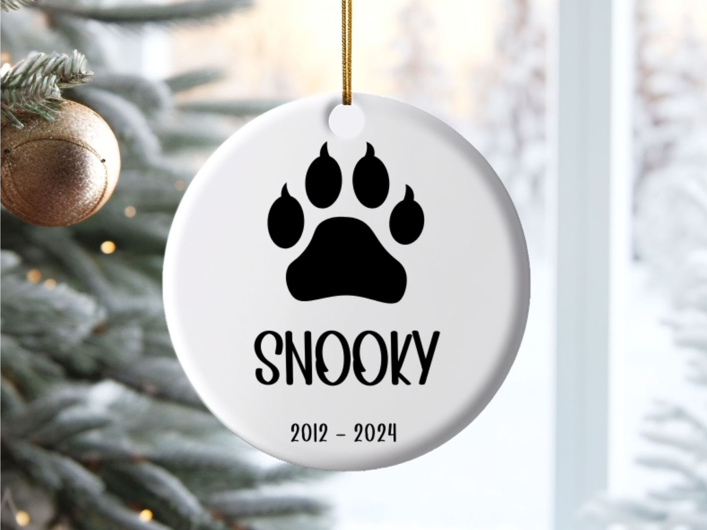 Personalized Pet Memorial Ornament, Sympathy Gift For Loss Of Cat, Remembrance Gift Pet Loss, Pawprint Pet Keepsake Bauble