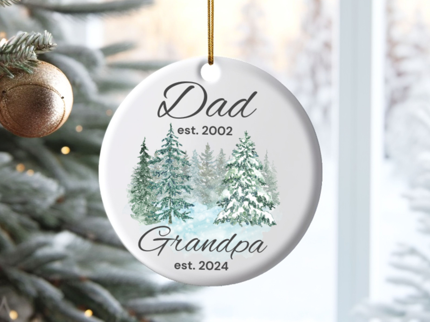 Personalized New Grandpa Christmas Porcelain Ornament, Pregnancy Reveal to Dad, First Time Grandpa Christmas Ornament Gift