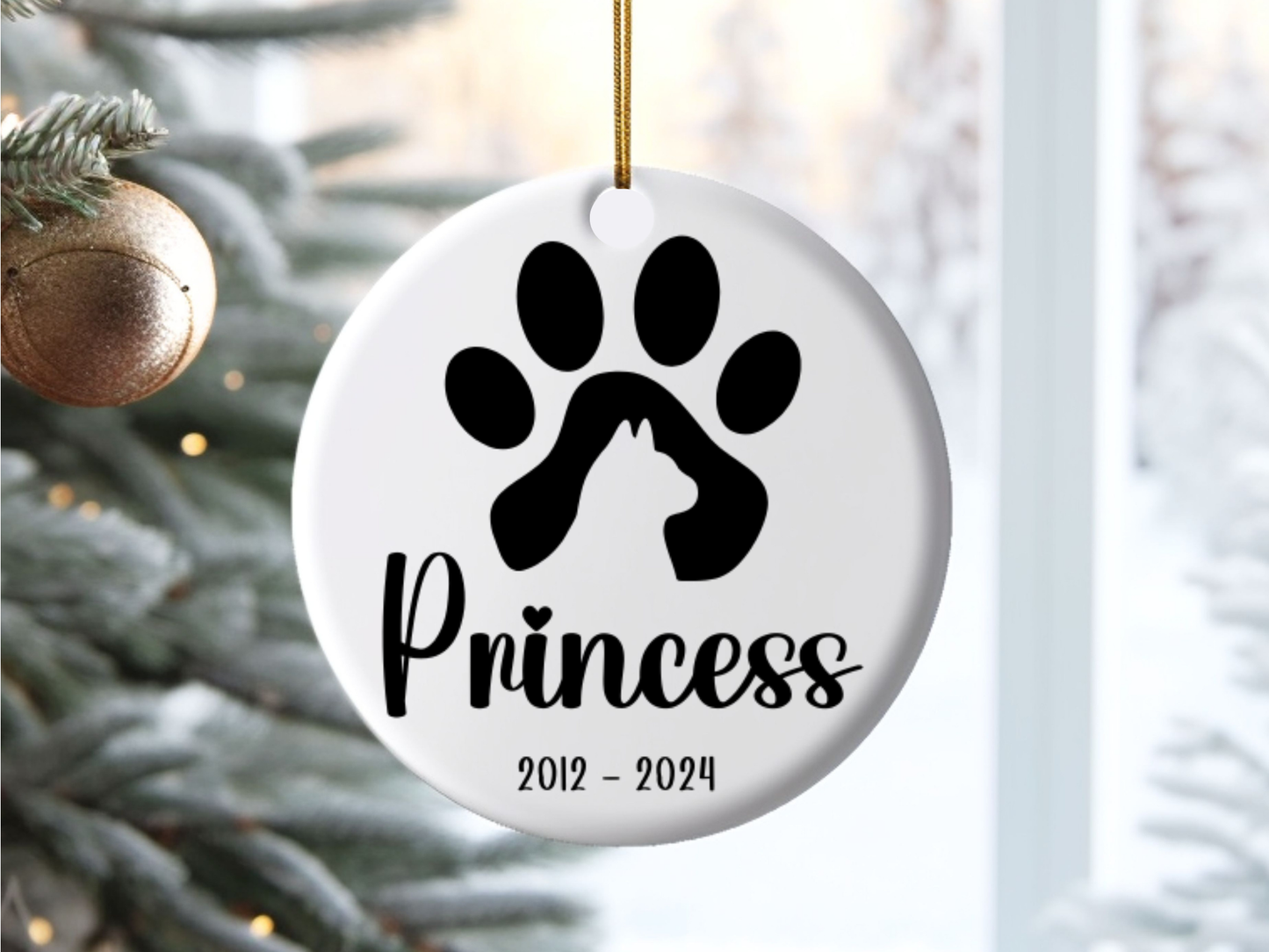 Personalized Pet Memorial Ornament, Sympathy Gift For Loss Of Pet, Remembrance Gift Pet Loss, Pawprint Pet Keepsake Bauble