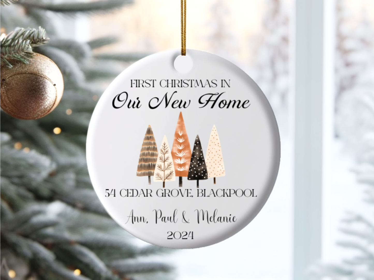 Personalized “First Christmas In Our New Home” Christmas Porcelain Ornament, Customized New House Ornament, Our First Home Keepsake