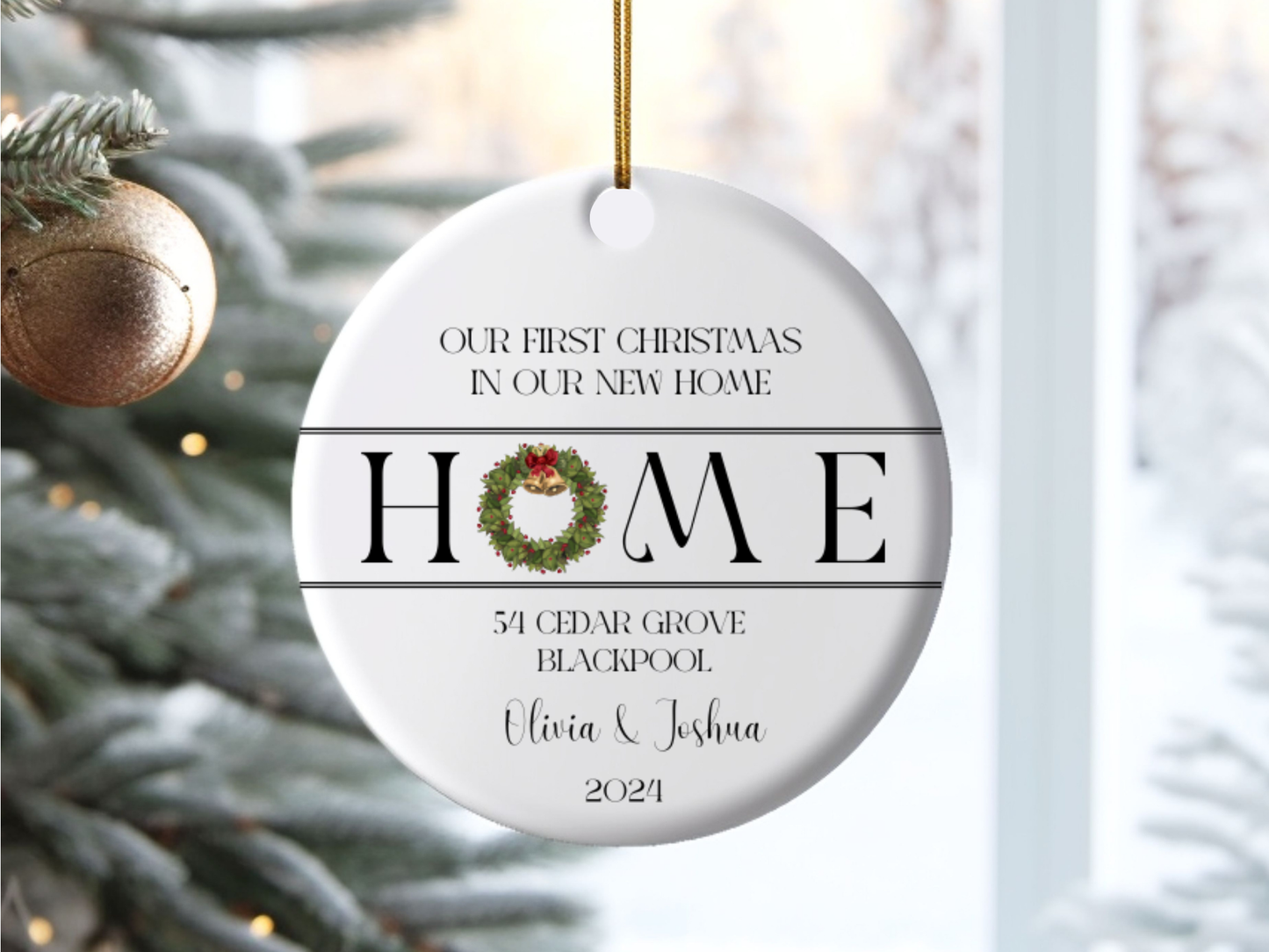 Personalized “First Christmas In Our New Home” Christmas Porcelain Ornament, Customized New House Ornament, Our First Home Keepsake 2024