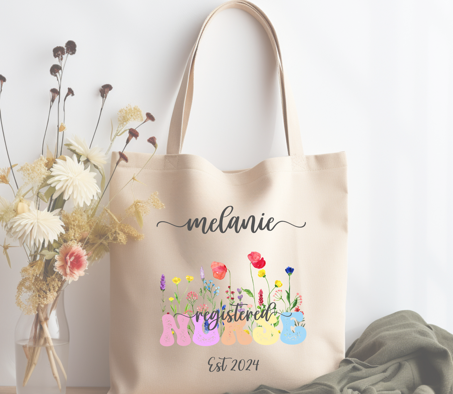 Personalized, Customized, Cotton Canvas Nurse Tote Bags - Customizable with your Speciality, Stylish and durable, Gift for Medical Profession