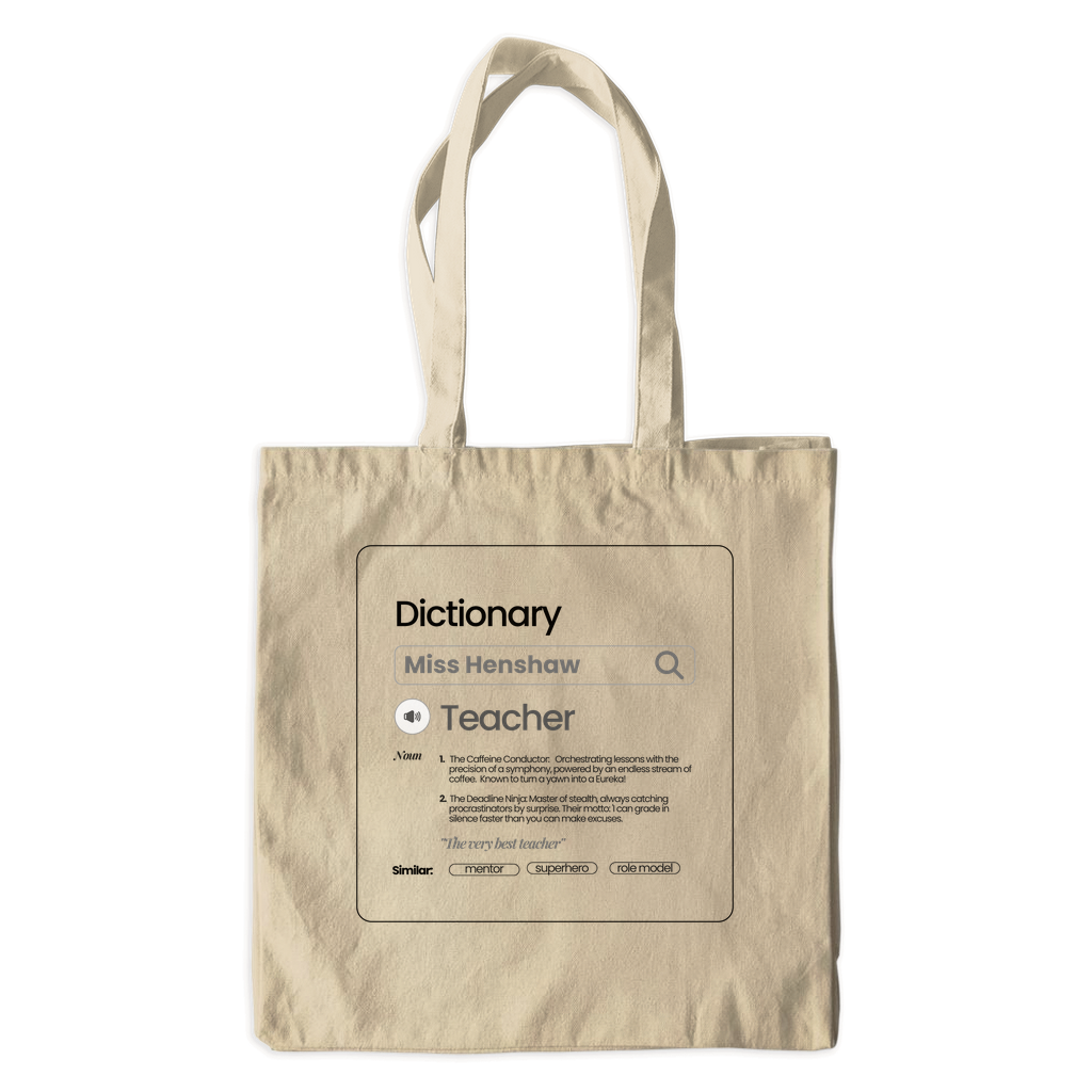 Chic & Witty:  Personalized Teacher Tribute Canvas Tote Bags – "Teacher"