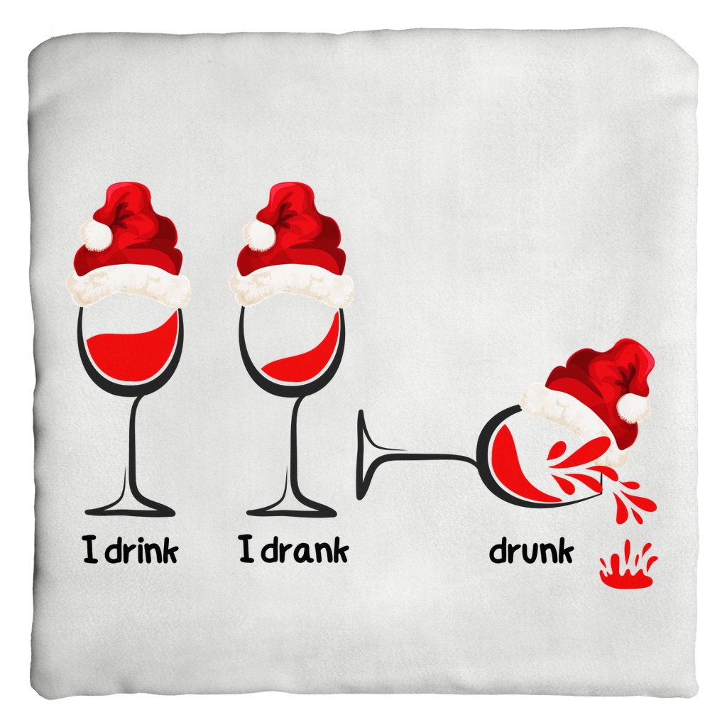 Toast to the Holidays with our Christmas Wine Glass Throw Pillows - Faux Suede, Multiple Sizes, Zippered or Cover Only.