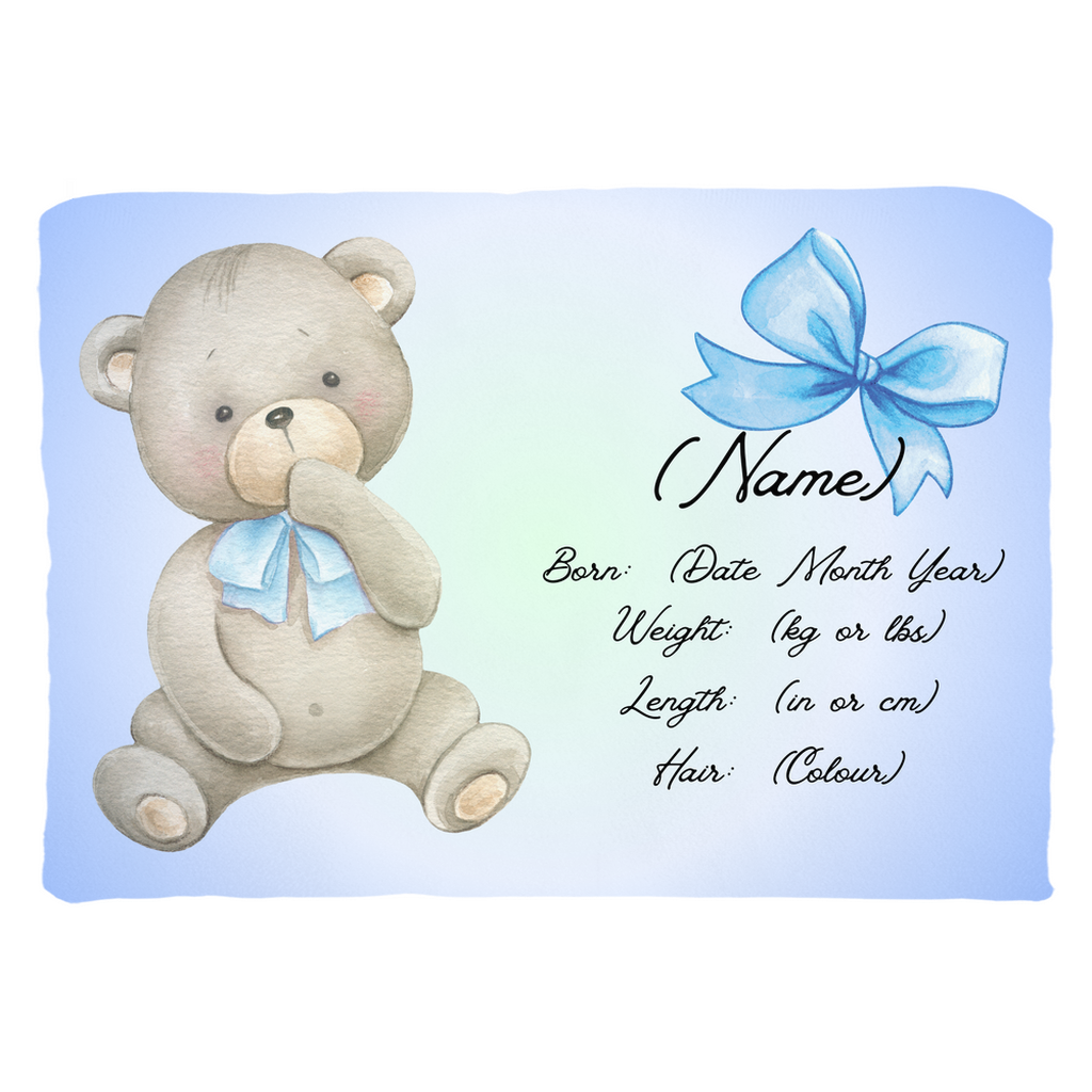 Personalised plush faux suede Blue Teddy Bear Throw Cushion, a cherished keepsake for life's precious moments!