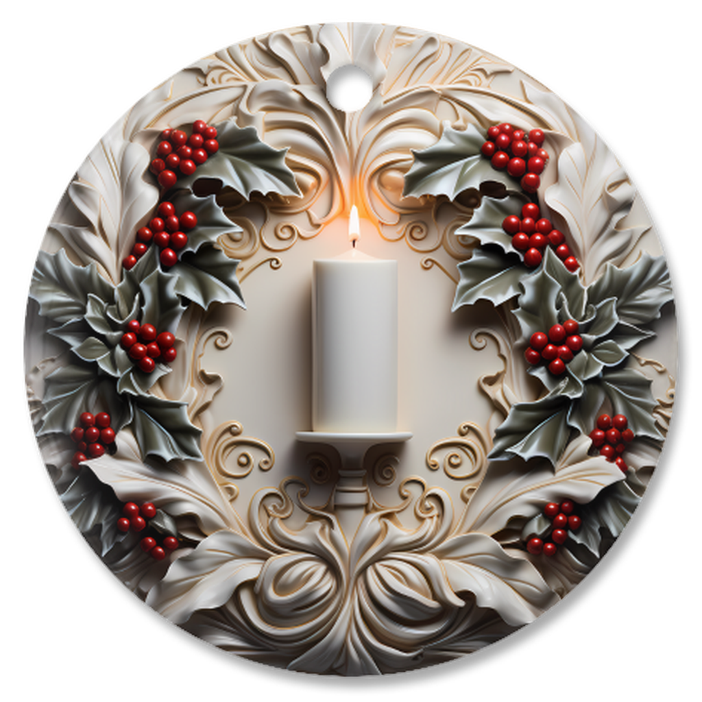 Radiant 3D Porcelain Christmas Ornament:  Elegance in Every Detail for Your Holiday Joy!