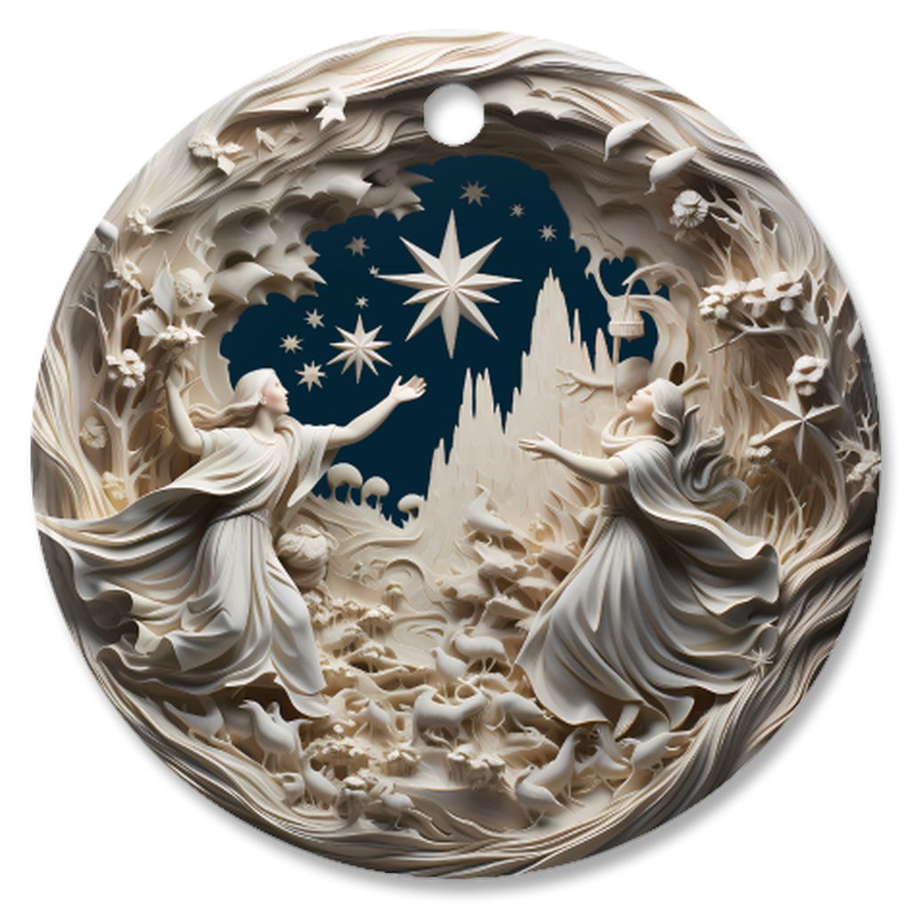 Radiant 3D Porcelain Christmas Ornament:  Elegance in Every Detail for Your Holiday Joy!