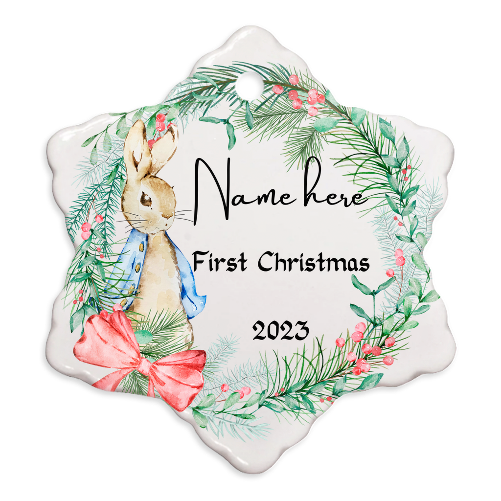 Personalized Baby's 1st Christmas Porcelain Ornament:  Cherished Moments