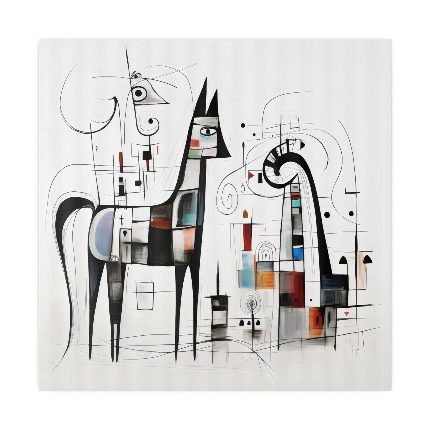 Enchanting Realms Unleashed: Eco-Friendly Abstract Horse and Cat Canvases for the Modern Home, Wall Art on Stretched Canvas, Home Decor Gift