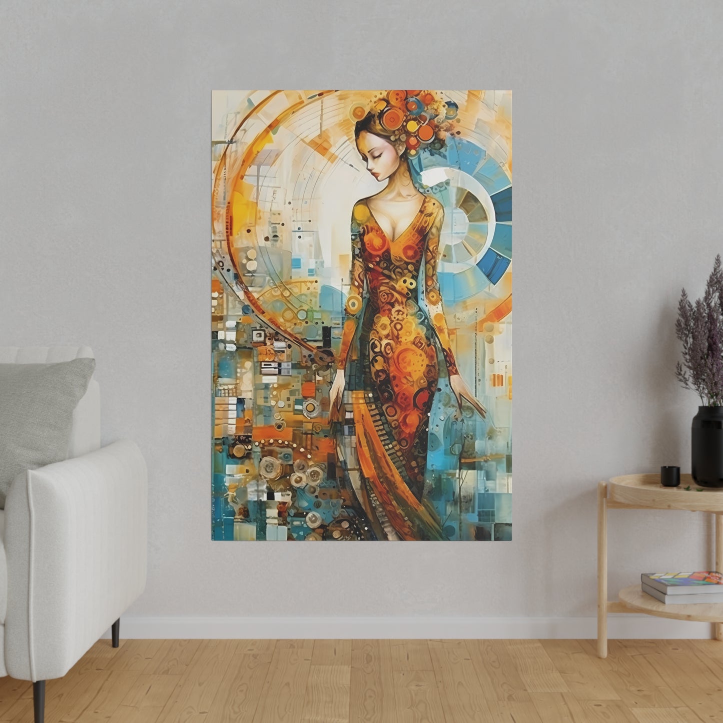 Nature's Elegance: Fibonacci Inspired Beauty - Canvas Art Celebrating Womanhood, Stretch Canvas Modern Wall Art