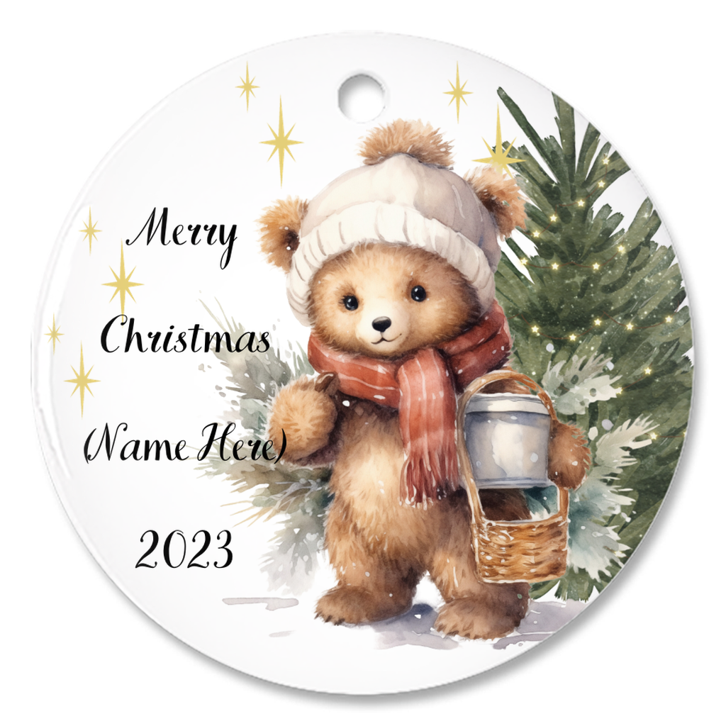 Charming Personalized Children’s Porcelain Christmas Ornament:  Elegance in Every Detail for Your Holiday Joy!