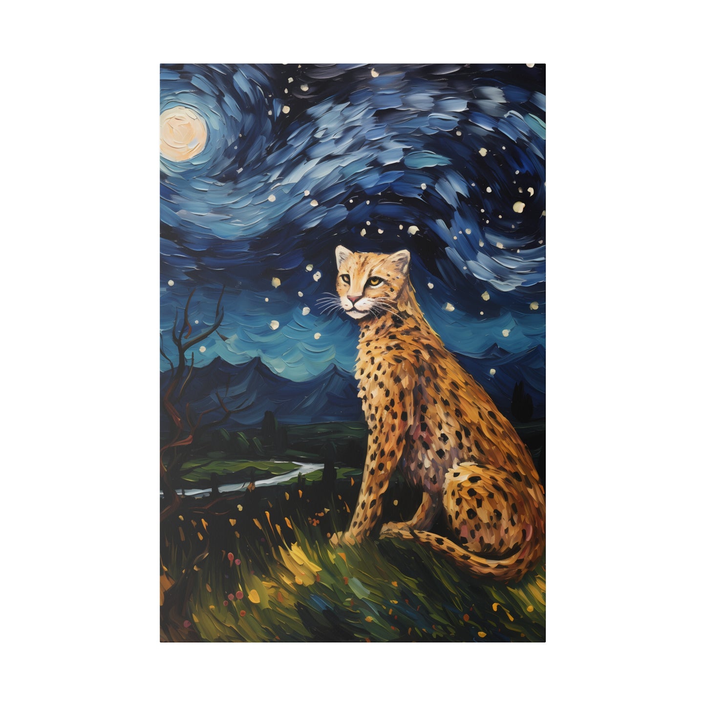 Starry Night Reimagined: Eco-Friendly Van Gogh-Style Canvas, Van Gogh Style Wall Art Starry Night Oil Painting on Stretched Canvas