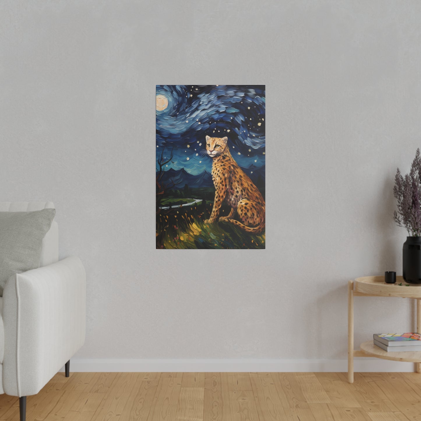 Starry Night Reimagined: Eco-Friendly Van Gogh-Style Canvas, Van Gogh Style Wall Art Starry Night Oil Painting on Stretched Canvas