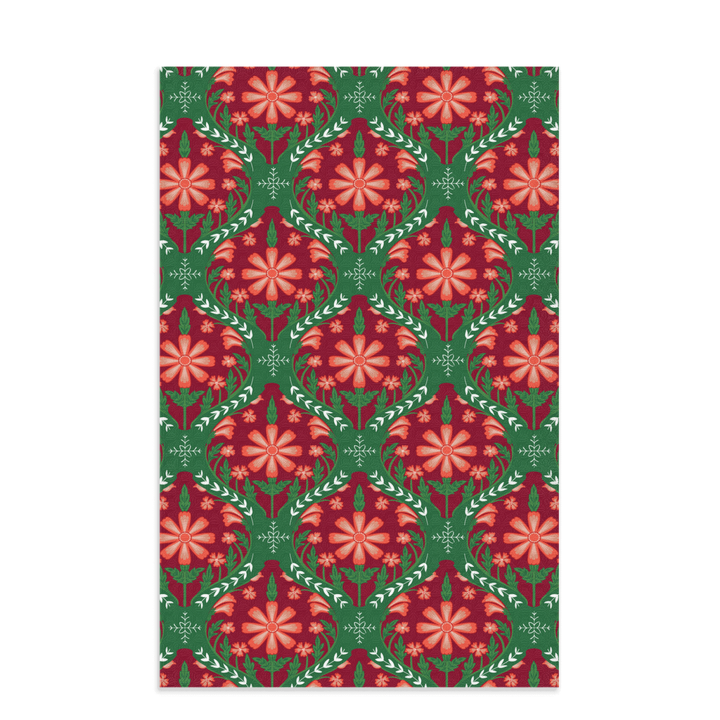 Christmas-Themed Red and Green Waffle Kitchen Tea Towel, Waffle Towel, Cute Stocking Filler