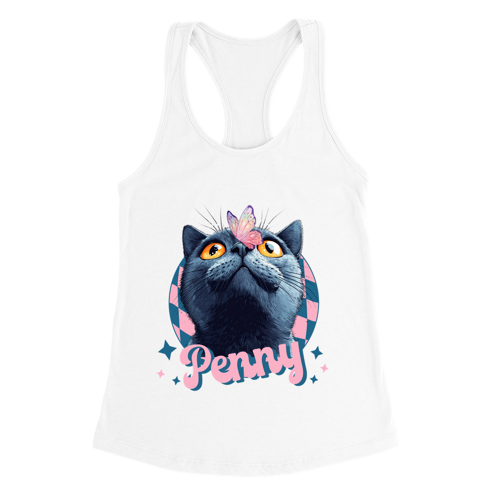 Next Level 1533 Women’s Racerback Tank Top – Whimsical Animal & Insect Portrait.