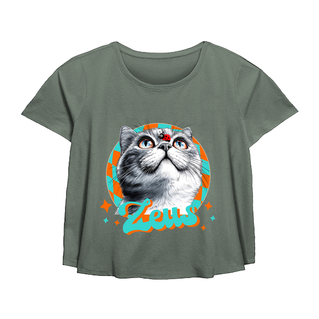 Women’s Plus Size Scoop Hem Flow Tee - Whimsical Animal & Insect Portrait.