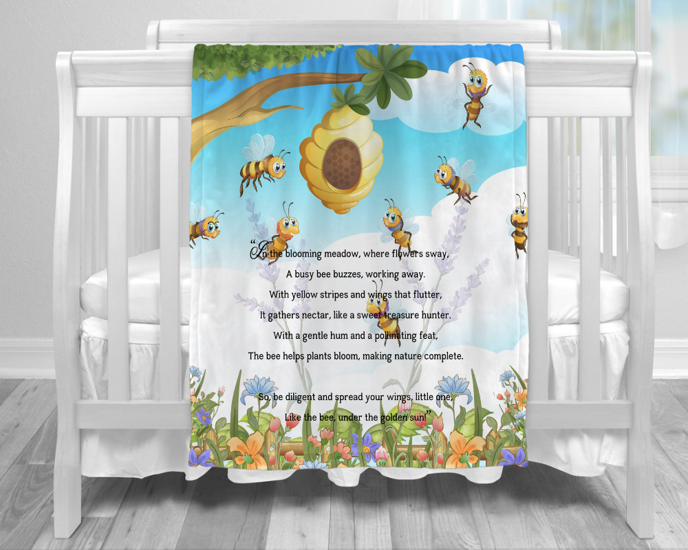 Introducing our adorable luxurious super soft Velveteen Children's Bee Blanket, the perfect Cuddle companion, Kid's Rhyme Blanket