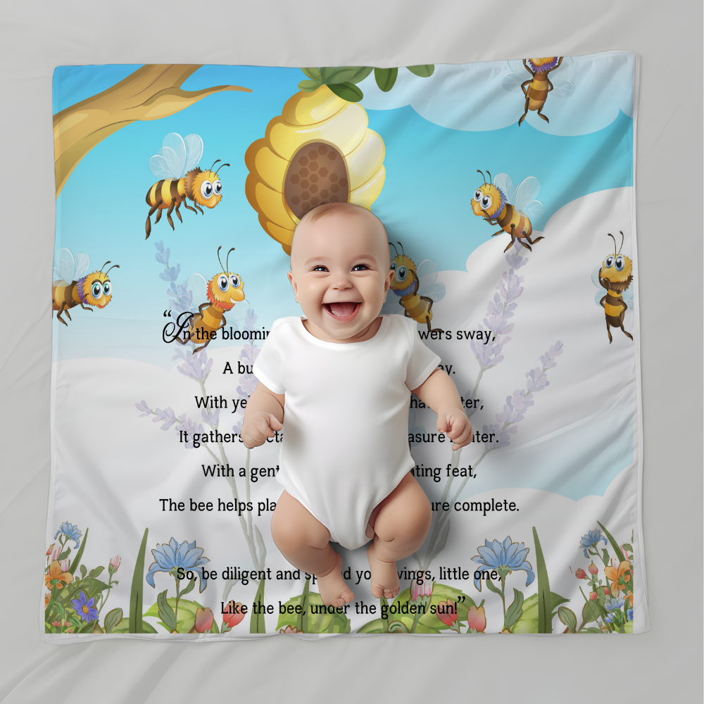 Introducing our adorable luxurious super soft Velveteen Children's Bee Blanket, the perfect Cuddle companion, Kid's Rhyme Blanket