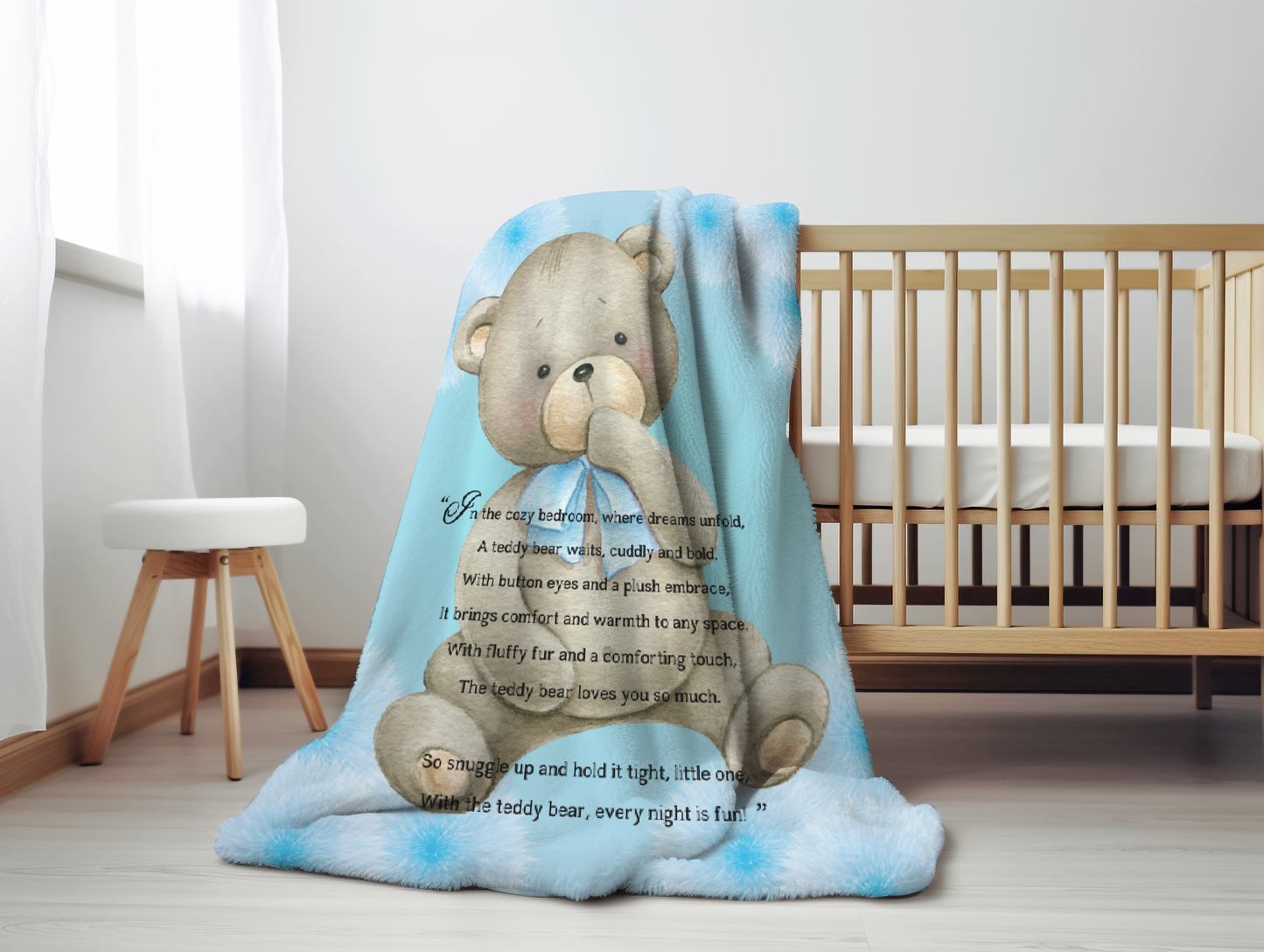 Introducing our adorable luxurious super soft Velveteen Children's Teddy Bear Blanket, the perfect Cuddle companion, Kid's Rhyme Blanket