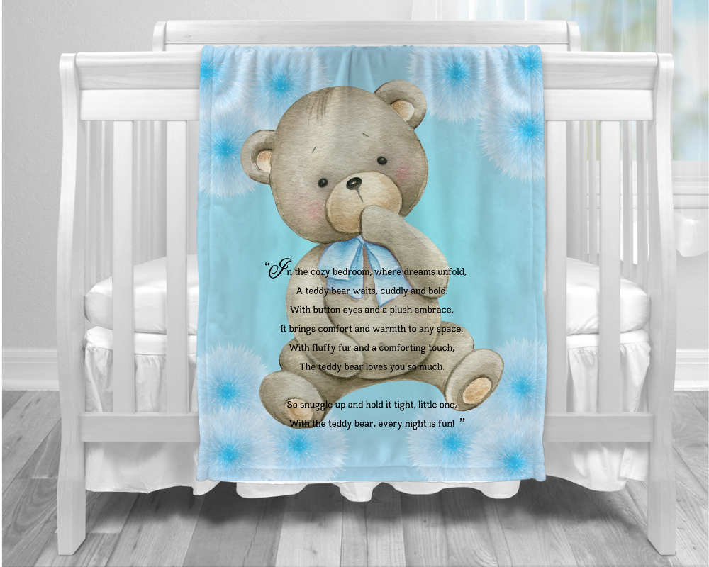 Introducing our adorable luxurious super soft Velveteen Children's Teddy Bear Blanket, the perfect Cuddle companion, Kid's Rhyme Blanket
