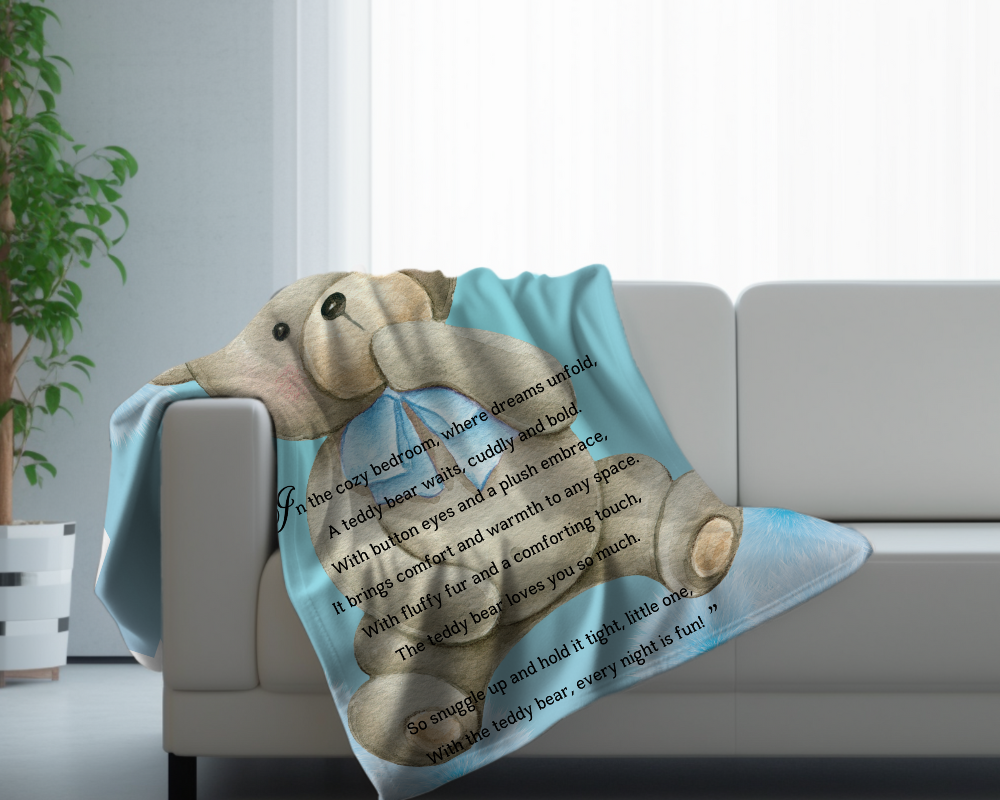 Introducing our adorable luxurious super soft Velveteen Children's Teddy Bear Blanket, the perfect Cuddle companion, Kid's Rhyme Blanket