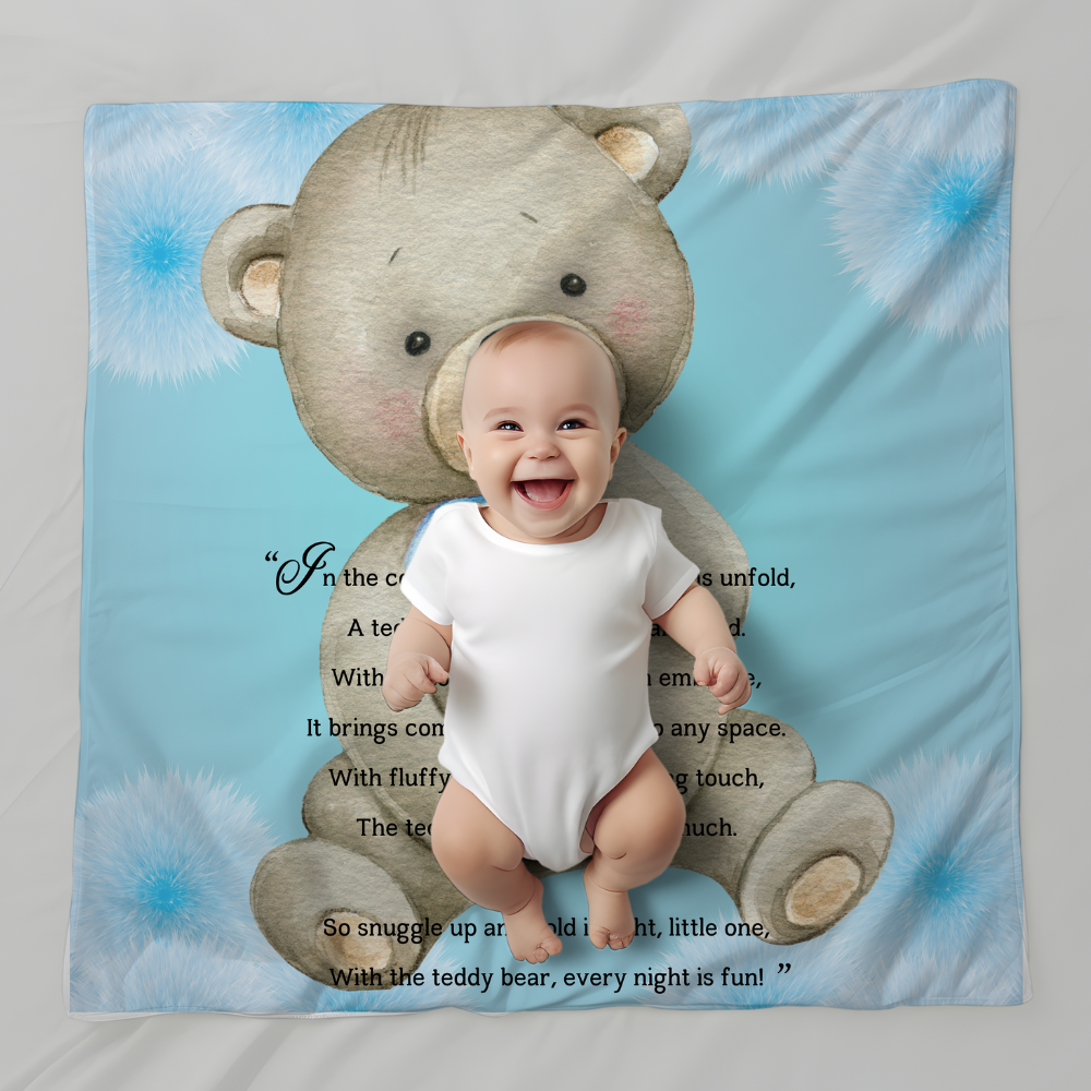 Introducing our adorable luxurious super soft Velveteen Children's Teddy Bear Blanket, the perfect Cuddle companion, Kid's Rhyme Blanket