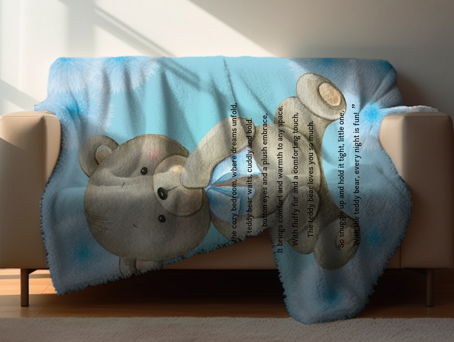 Introducing our adorable luxurious super soft Velveteen Children's Teddy Bear Blanket, the perfect Cuddle companion, Kid's Rhyme Blanket