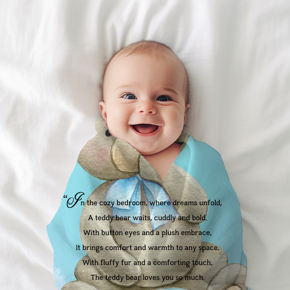 Introducing our adorable luxurious super soft Velveteen Children's Teddy Bear Blanket, the perfect Cuddle companion, Kid's Rhyme Blanket