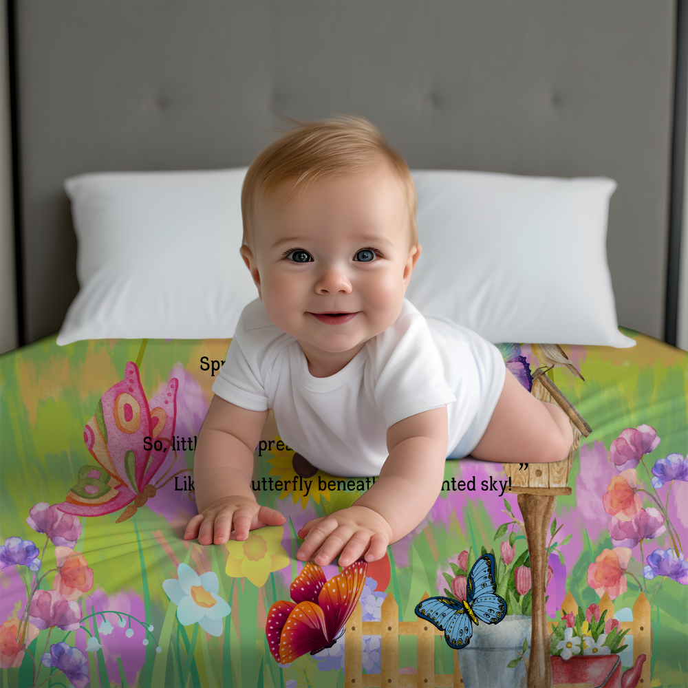 Introducing our adorable luxurious super soft Velveteen Children's Butterfly Blanket, the perfect Cuddle companion, Kid's Rhyme Blanket