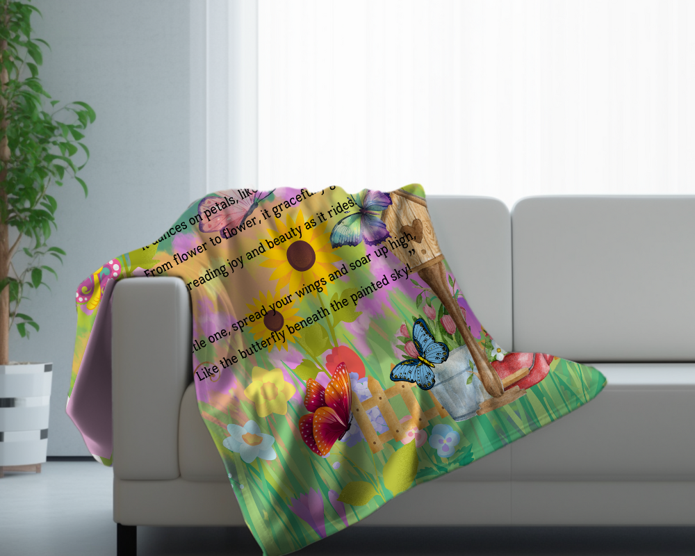 Introducing our adorable luxurious super soft Velveteen Children's Butterfly Blanket, the perfect Cuddle companion, Kid's Rhyme Blanket