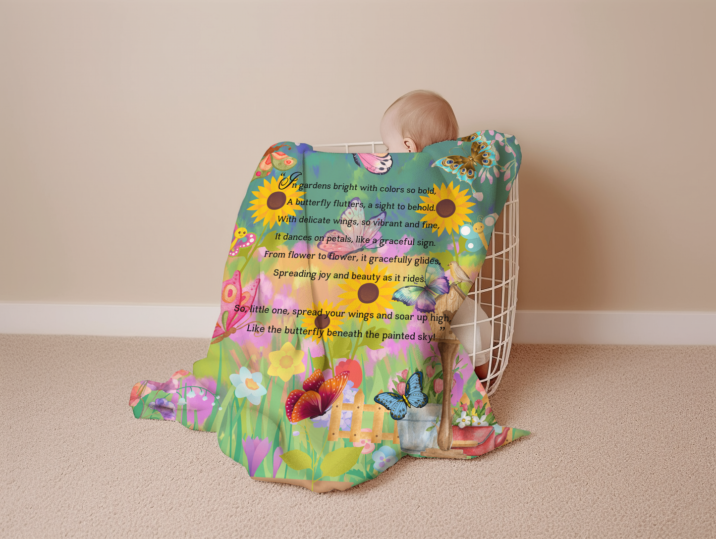 Introducing our adorable luxurious super soft Velveteen Children's Butterfly Blanket, the perfect Cuddle companion, Kid's Rhyme Blanket